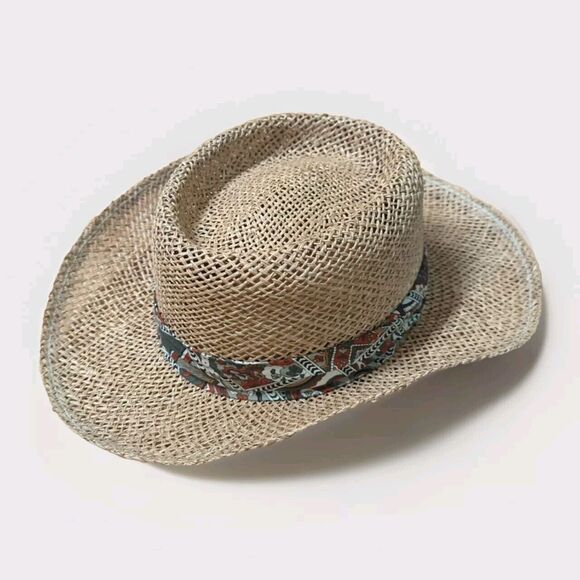 Country Gentleman Straw Hat Fedora Medium Ribbon Made USA - Picture 1 of 7